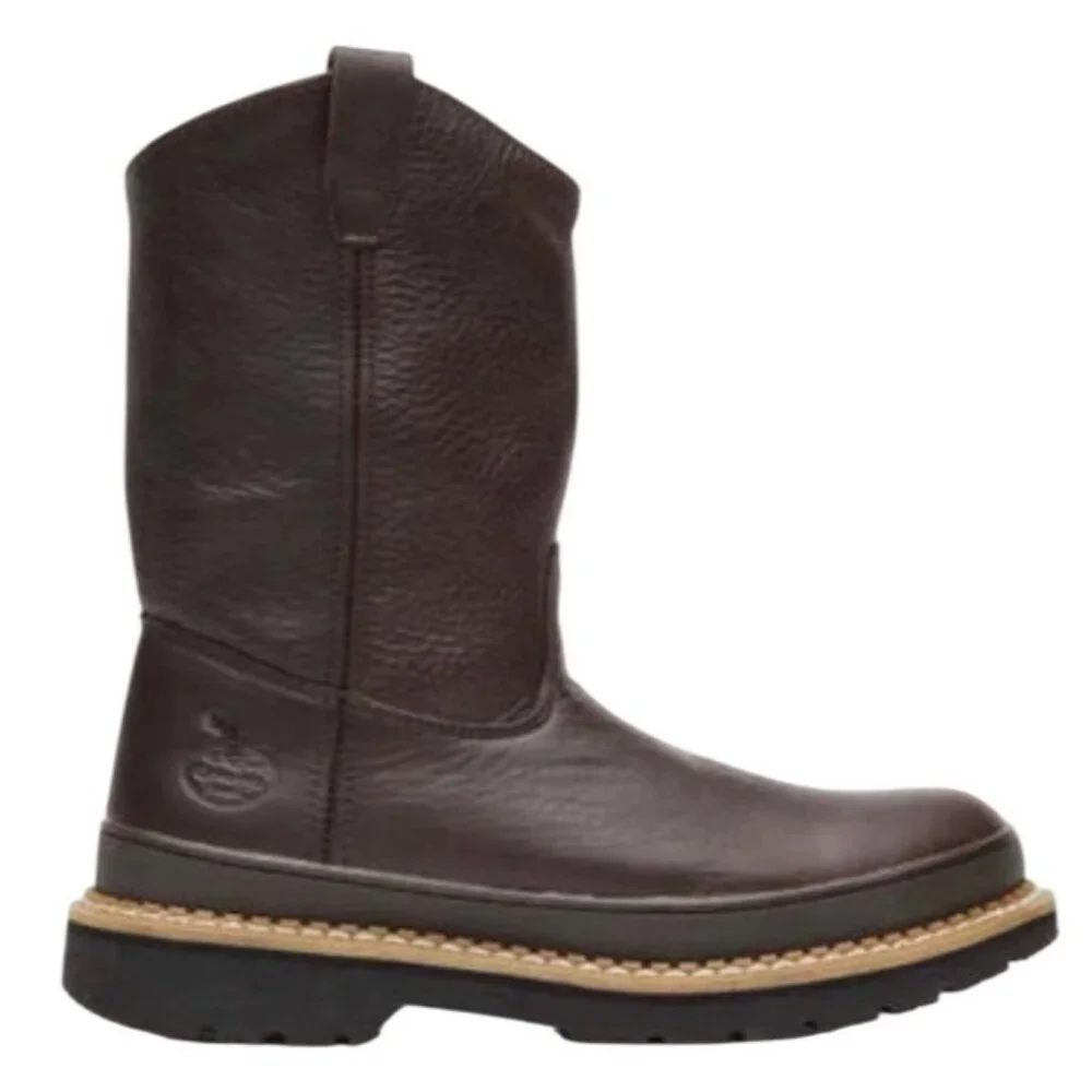 Georgia® Giant Wellington Pull-on work boot Soggy Brown Leather Men’s Size 12 M